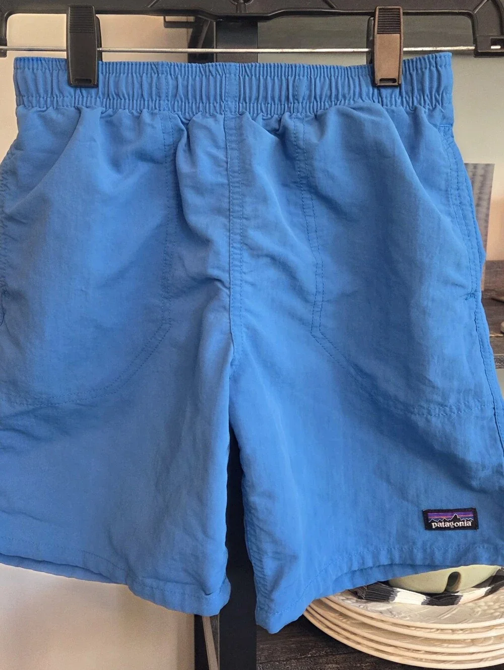 Patagonia Boys Size 10 Swim Shorts Trunks Lined Drawstring Blue Kids Baggies